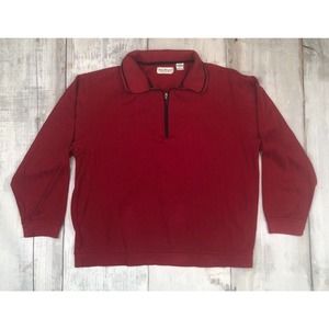 Norm Thompson Men's XL Red Vintage Polo Long Sleeve Sweater Pullover Half Zipper